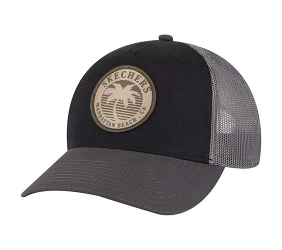Chlapecké Klobouky Skechers Palm Tree Læder Patch Trucker Černé Hnědé | JUYFPRL-82