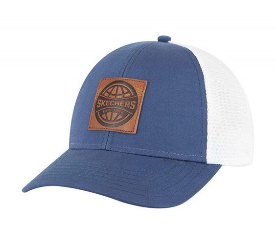Chlapecké Klobouky Skechers World Square Læder Patch Trucker Blankyt Bílé | GBCNEAO-86