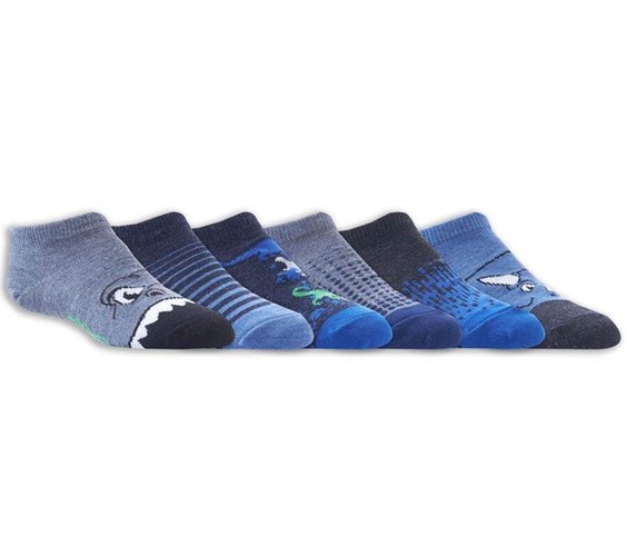 Chlapecké Ponožky Skechers 6 Pack Low Cut Dinosaur Blankyt | VFIUMPT-86
