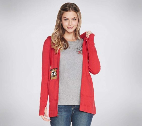 Dámské Bundy Skechers BOBS Apparel Rescued Svetrové Červené | VHOQRKN-73