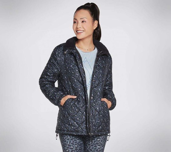 Dámské Bundy Skechers GOwalk Midnight Puffer Leopard | WUYMKXF-65