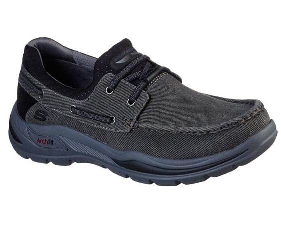 Pánské Boty Sebago Skechers Arch Fit Motley - Oven Černé | WIODETC-53