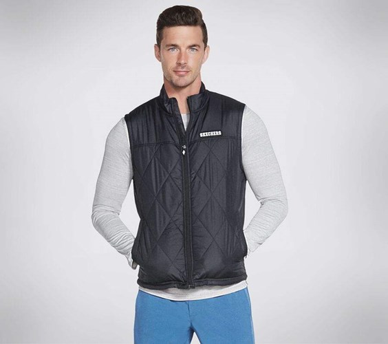 Pánské Bundy Skechers Apparel Apex Quilted Vest Černé | VWHSFYM-36